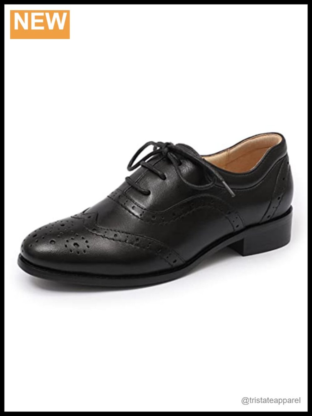 Leather Oxfords Brogue Wingtip Lace Up Flat Office Shoe